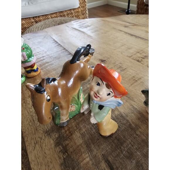 Vintage Japanese Anthropomorphic Salt & Pepper Shaker Lot Of 7 Cork - Picture 13 of 16